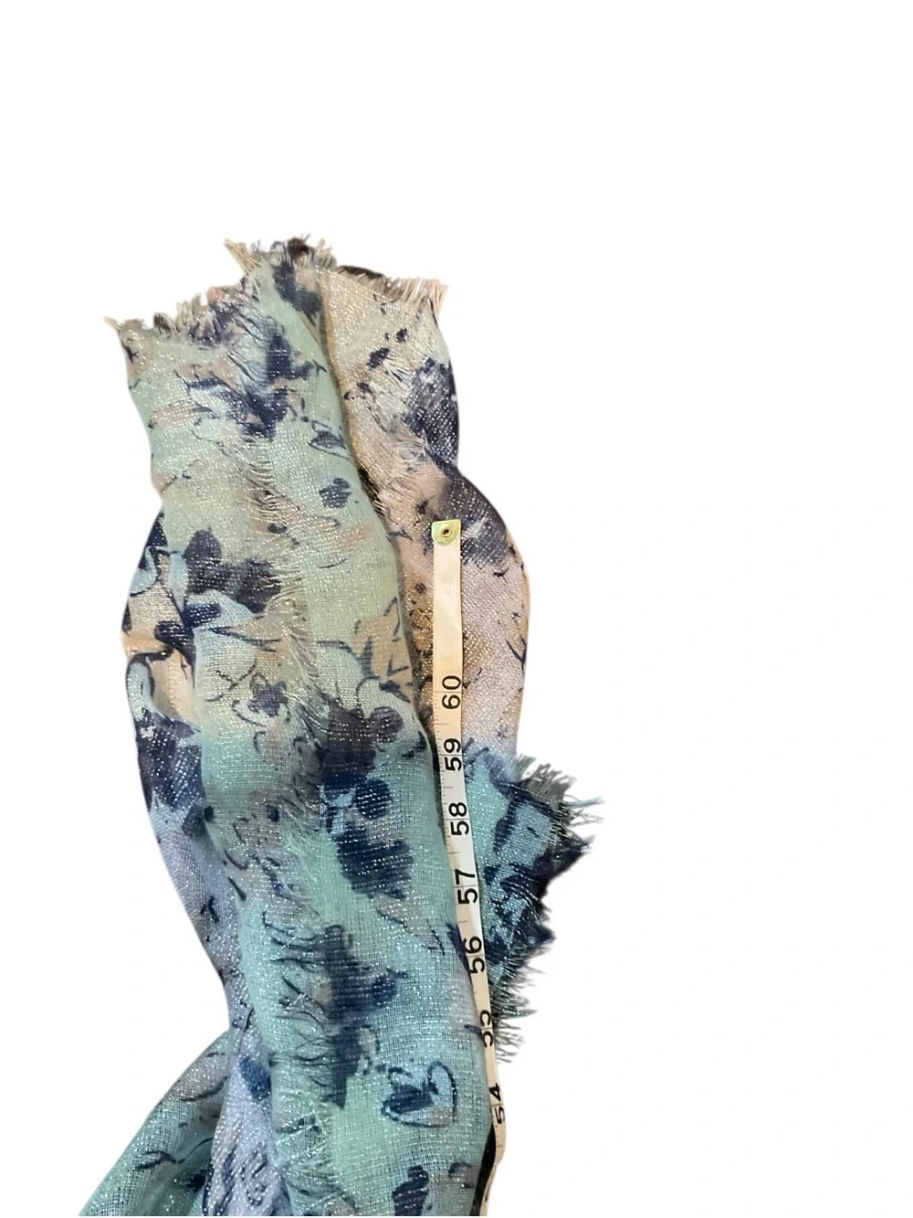 Source Unknown Mint Green and Black Floral Metallic Scarf Wrap